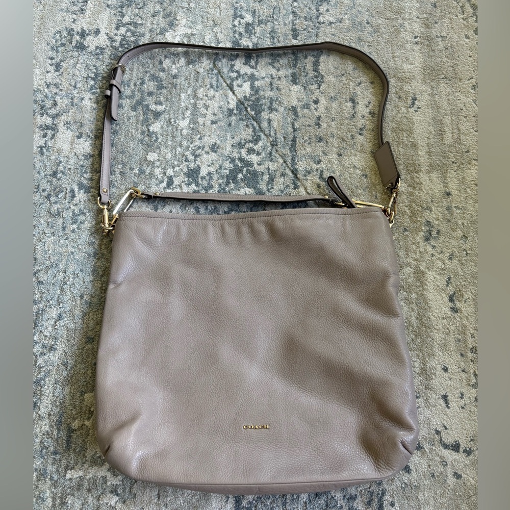 COACH Madison Hobo Shoulder Crossbody Bag in Slit Taupe